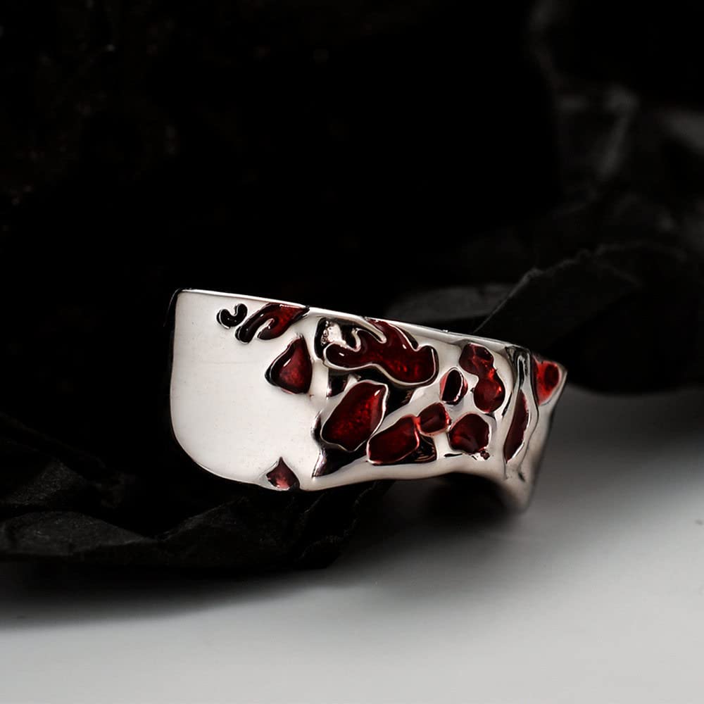 Anello In Argento 925 Da Donna,Anelli In Argento Sterling 925 Anelli Regolabili Robusti Lucidi Goccia Smalto Rosso Semplice Anelli Di Promessa Sterling Regolabili Regali Per Uomini Ragazze Donna Ane
