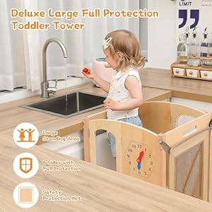 Toddler tower foldable toddler kitchen stool helper with 2 step stool wooden toddler stool with safety net adjustable height chalk whiteboard montessori activity games  urban country home decor