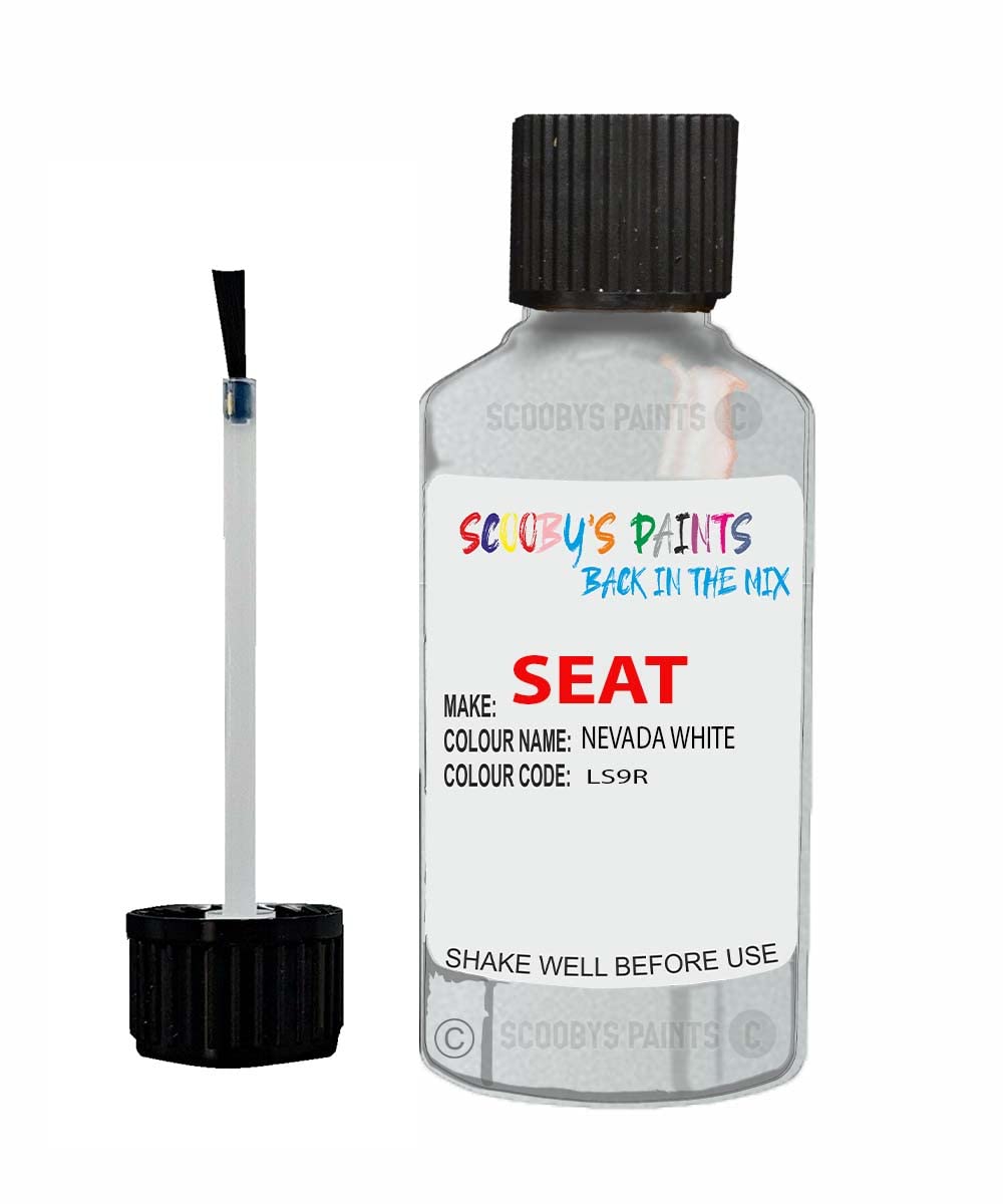 Scoobys Paints Back In The Mix Nevada White Touch Up Paint For Seat Ibiza Ls9r 2011-2021 30Ml Bottle Brush Scratch Stone Chip Repair Pen