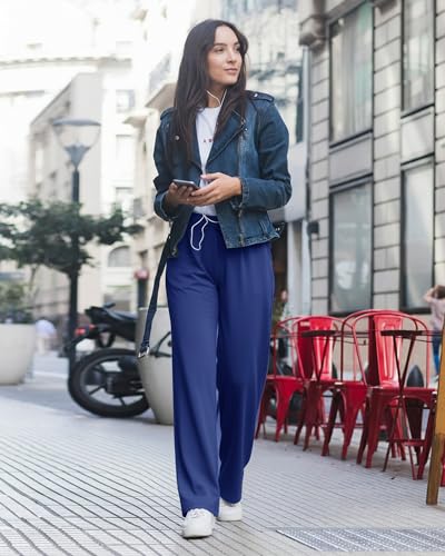 Image of ZOOSIXX Soft Black Pajama Pants for Women, Wide Leg Pants Woman Flowy Comfy Casual Lounge Yoga Capri Pants 22 inch / 30 inch