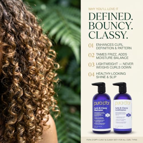 PURA D'OR Curly & Classy Shampoo & Conditioner Set for Defined Curls - Nourishing Formula with Argan, Castor, Geranium, Coconut & Kukui Seed Oils - image 4