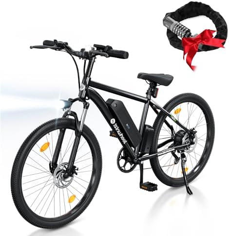 M10 Electric Bike Adult 500W, 26″Commuting Electric Mountain Bike 20MPH Max Range 60+ Miles, 36V 374.4Wh Removable Battery, Professional 35-Speed, Front Fork Suspension Lightweight Electric Bicycle