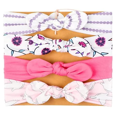 Vellette Bebé Cinta Para El Pelo Infantil Algodón Sólido Mariposa Niñas Banda Para La Cabeza Diadema Elástica Turbante 4PCS Cover