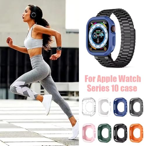 Image of Meyaar Tough Armour Case Compatible for Apple Watch Series 10 46mm Military Grade Protective Cover, TPU Bumper Case for Apple Watch Series 10 46mm (2024) (Blue, 46MM)