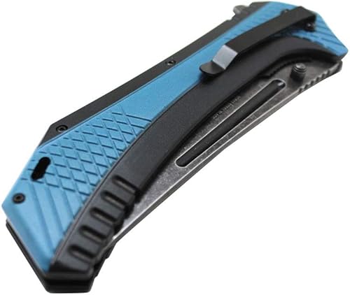 Miniatura 6 de Snake Eye Tactical Cuchillo de bolsillo plegable de 12 pulgadas con hoja lavada a la piedra, ultra suave, con una sola mano, edición limitada, ideal