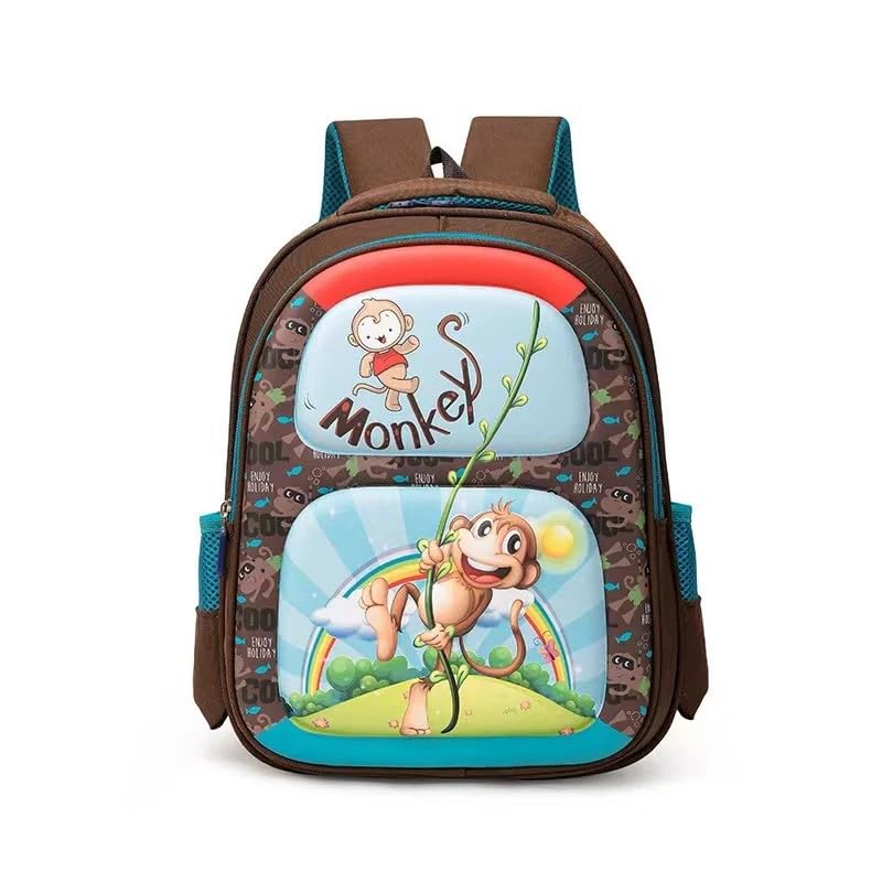 lighter house Cutest 3D Monkey Print Kindergarten Preschool Children's School Backpack/Waterproof Bag/Imported Kindergarten PG Children's -01 Pc.-picture-32