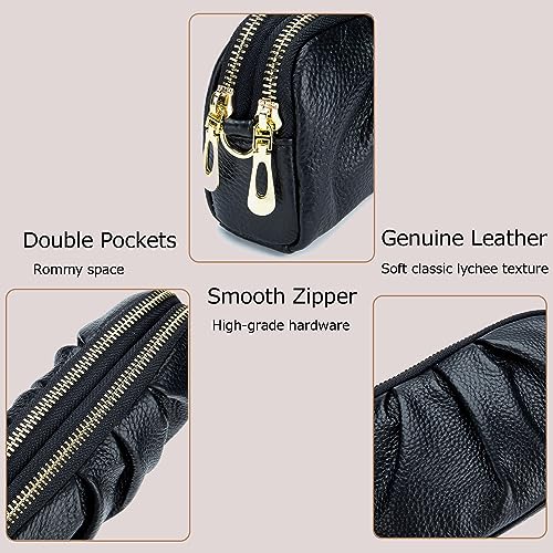 Wristlet Wallets for Women Genuine Leather Wristlet Purses Ladies Ruched Wristlet Clutch Wallet Purses4