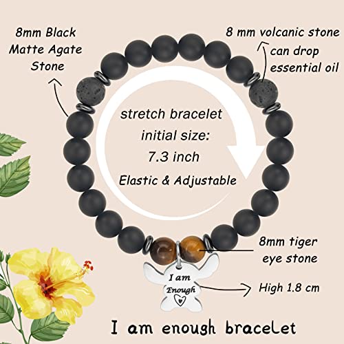 Image of LINY Inspirational Gifts for Women, Natural Stone Beads Stretch Stitch Bracelet Charm Jewelry Ohana Means Family Gifts Stitch Stuff for Women Love, Mom, Daughter, Niece, Sister