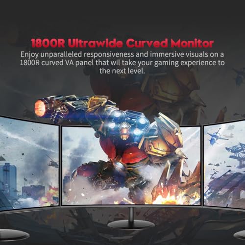 Image of Viewedge Curved Gaming Monitor 27 inch 180Hz, FHD 1080P VA Screen 1800R Computer Monitor, 1ms with FreeSync, Low Motion Blur, DisplayPort, HDMI Monitor, Built-in Speakers