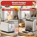 YSSOA 2 Slice Stainless Steel Toaster, 6 Shade Settings and Bagel/Defrost/Cancel Functions, with Extra Wide Slot & Removable Crumb Tray, for Various Bread & Waffle, Silver New - Image 4