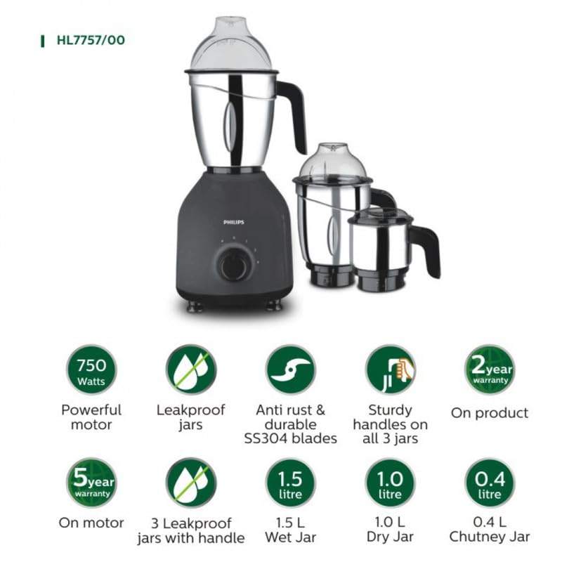 Philips Mixer grinder HL7773/01 800w 3 jar