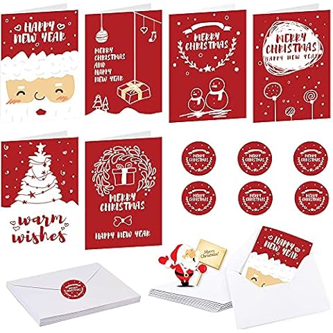 Paquete de 6 tarjetas de felicitación Navidad rojas Cover