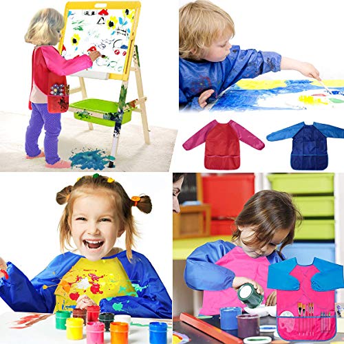 Liwein Kids Art Schorten, 4 pack Kunstenaar Schilderen Schorten Lange Mouwen met 3 Ruime Zakken Waterdichte Kids Play… - Image 7