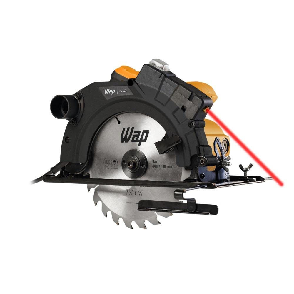 WAP Serra de Circular 7.1/4" ESC 1500 com Guia a Laser e Base de Ajuste até 45°
