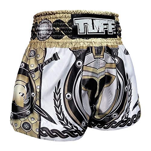 Tuff Boxing Sport Muay Thai Shorts Trunks Kick Martial Arts Training Gym Clothing, Tuf-ms634-wht, Medium