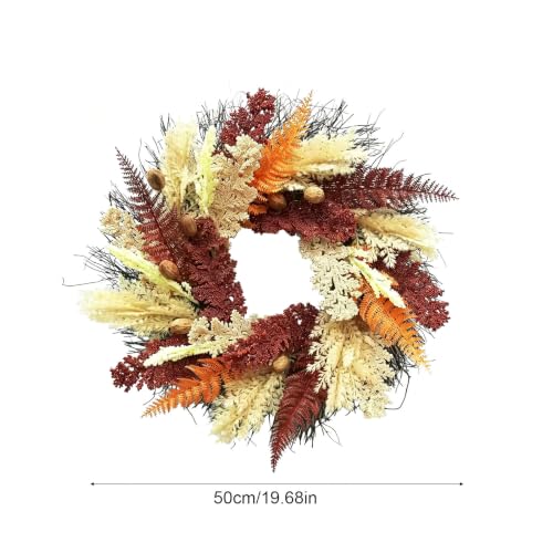 20in Fall Wreath, Artificial Fern Grain Nut Harvest Wreath for Front Door - image 2