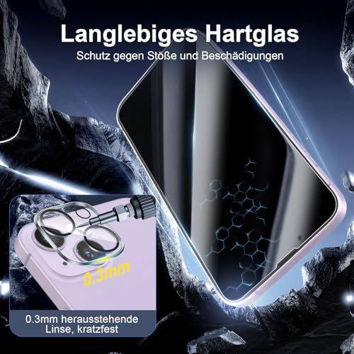 NEW'C für iPhone 14 für Panzerglas Sichtschutz + Kameraschutz – Ansicht 6