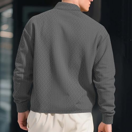 Half Button Up Sweater Men Long Sleeve Lapel Pullover Texture Knit Top Fall Winter Fashion Streetwear Casual Business4