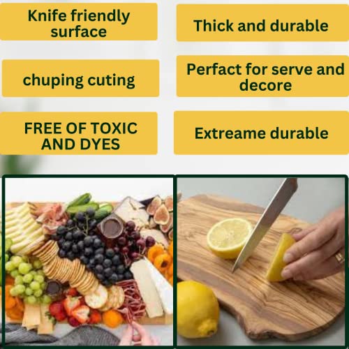 OLIVANERA Olive Wood Cutting Board for Kitchen – Large Cutting Board – Wooden Serving Boards – Cheese Boards - Serving Tray for Meat – Chopping Boards (24 inch) - Image 3