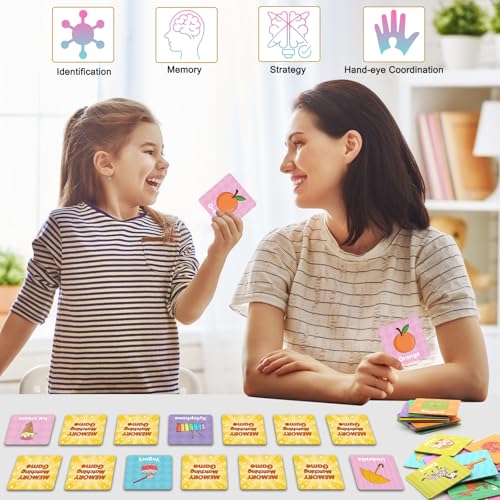 First Words Memory Game, Memory Games for Kids Ages 4-8, Matching Games for Toddlers 3-5, 60 Flash Cards Phonics Games, Memory Card Game 2-4 Years, Educational Toys Speech Therapy Materials Homeschool - Thumbnail 3