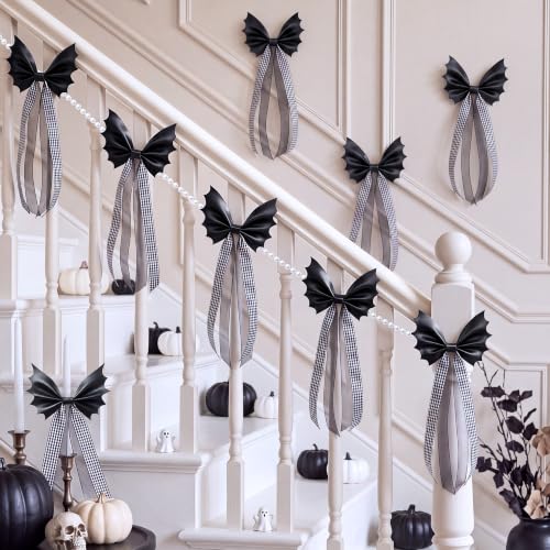 Halloween Spooky Gothic Black Bat Bow Garland, 6.5 Ft - image 8