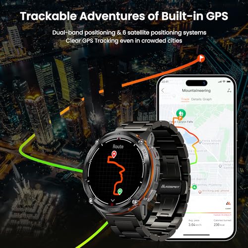 KOSPET-Tank-T3-Ultra-2-GPS-Smart-Watch-for-Men-Extra-Long-Battery-Full-Stainless-Steel-Body-Rugged-Smartwatch-with-Bluetooth-Calling-PressureAltitudeCompass2-Bands