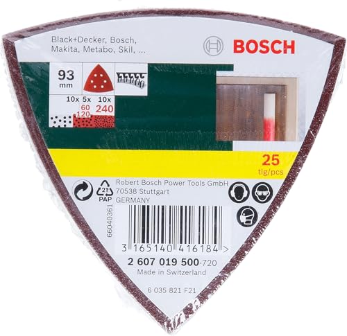 Miniatura 2 de Bosch 2607019500 - Paquete De 25 Lijas Para Lijadoras Delta 93 Mm, Grano 60, 120, 240