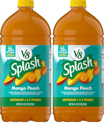 Image of V8 Splash Mango Peach Flavored Juice Beverage, 96 FL OZ Bottle (Pack of 2)