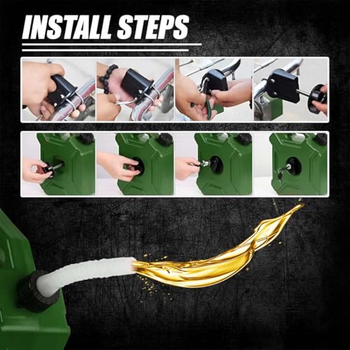 Image of Universal 5 Liter Fuel Jerry Can With Clamp and Cap For Motorcycle | Fuel Container Heavy Duty construction for Petrol /diesel /kerosene Storage (Green)