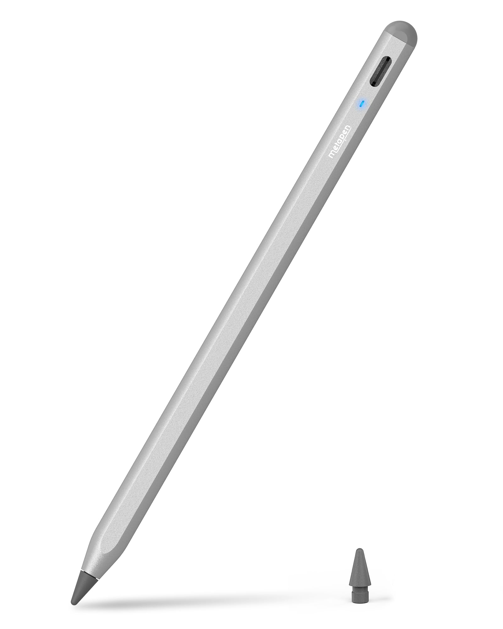 Metapen A8 Penna per iPad 2018-2026,Attrazione Magnetica,Rifiuto Palmo | Precisione Pixel,Ricarica Rapida,Stylus Pencil per Apple iPad 11 A16 -6 Gen,Pro 11/12,9/13" M4, Air 3-5/M2-M4,Mini 5/6-Grigio