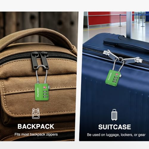 Image of Puroma 4 Pack TSA Locks for Luggage Lightweight 4-Digit Code Padlock Green