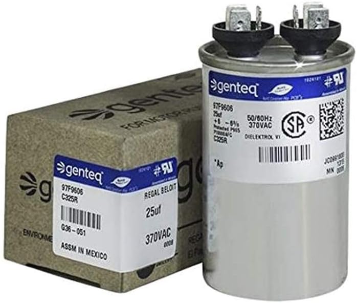 Capcom Genteq C325R 25 UF MFD X 370 Vac GE Industrial Replacement Capacitor Round, 97F9606