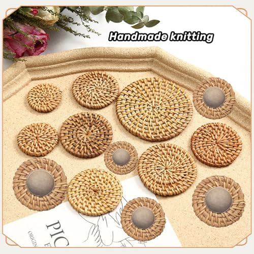 Set de 12 imanes boho de rattan para refrigerador miniatura 6