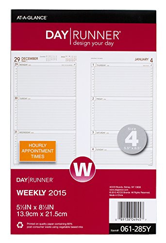 Day Runner Weekly Compact Desk Calendar Planner Refill 2015, 5.5 x 8.5 Inch Page Size, Size 4 (061-285Y)