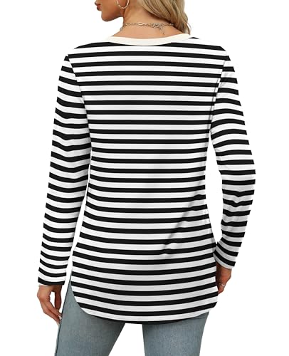 Image of XIEERDUO Womens Long Sleeve Round Neck Shirts Side Split Basic Loose Tunic Tops Casual 2026