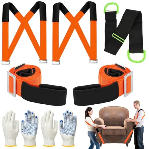 2-Person Lifting Straps for Movers Kit Anti Slip Moving Straps Lift Objects Up to 800 Lbs Adjustable Furniture Lifting Strap Heavy Duty Moving Strap for Heavy Furniture and Bulky Objects