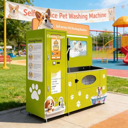 Self Service Dog Wash Station Commercial Coin Operated Dog Wash Kiosk All in One Pet Wash Vending Machine with Enclosed Tub Dryer Shampoo System for Pet Shop Business