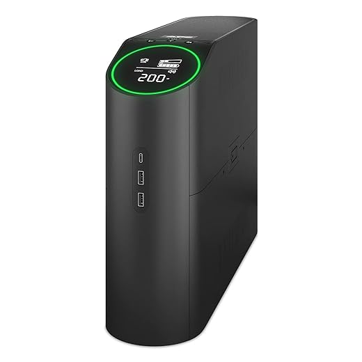 APC Gaming UPS, 1500VA Sine Wave UPS Battery Backup with AVR and (3) USB Charger Ports, BGM1500B, Back-UPS Pro Uninterruptible Power Supply, Midnight