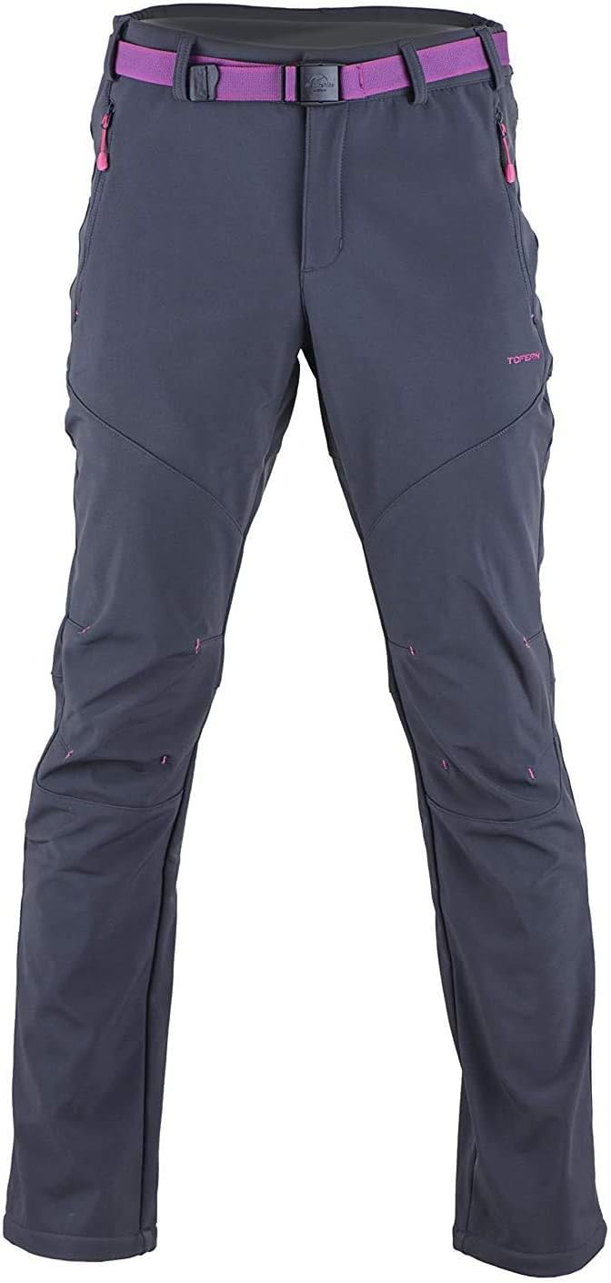 Tofern Womens Winter Softshell Pants Warm Breathable Waterproof Windproof Outdoor Hiking Climbing Camping Cycling Trousers