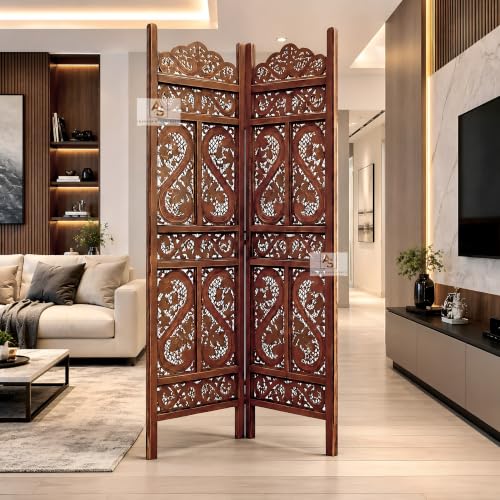 Image of Partition for Living Room,Divider,Partition Wall Room Divider Screen Separator, Wall Panel Divider for Hall | Bedroom |Office | Puja Room | Restaurant S Design (2 Panel Antique)
