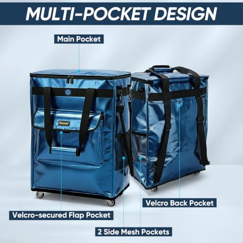 Image of BALEINE Reusable Grocery Bags on Wheels, Rolling Tote Bag, Shopping Trolley, Large Backpack Shopping Carts for Groceries