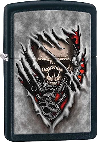 Zippo Encendedor Steampunk Calavera Negro Mate miniatura 1