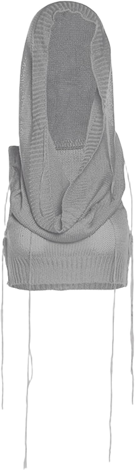 Women Knitted Hoodie Sweater Vest Sexy Sleeveless Hollow Out Hooded Crop Top Streetwear Rave Oufit - Image 7