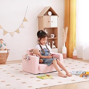Tiitakidschaircouchfoldingtoddlercomfysofachairs2in1kidsplushsofafoldoutbabyarmrestchairsofatoloungerconvertibleplaysofastobedforgirlorboypink Urban Country Home Decor Tiita kids chair couch folding toddler comfy sofa chairs 2 in 1 kids plush sofa fold out baby armrest chair sofa to lounger convertible play sofas to bed for girl or boy pink urban country home decor