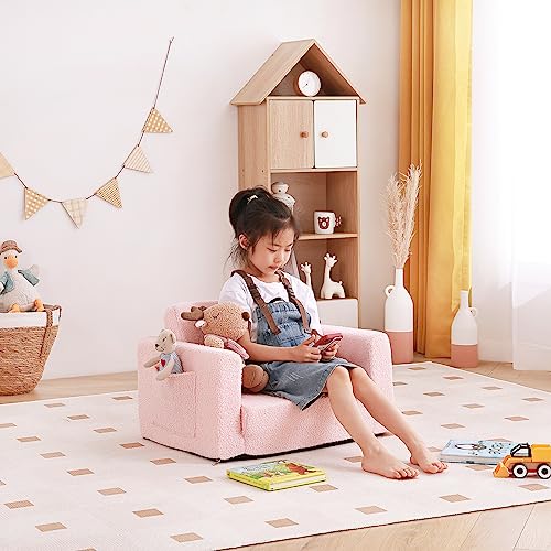 Tiitakidschaircouchfoldingtoddlercomfysofachairs2in1kidsplushsofafoldoutbabyarmrestchairsofatoloungerconvertibleplaysofastobedforgirlorboypink Urban Country Home Decor Tiita kids chair couch folding toddler comfy sofa chairs 2 in 1 kids plush sofa fold out baby armrest chair sofa to lounger convertible play sofas to bed for girl or boy pink urban country home decor