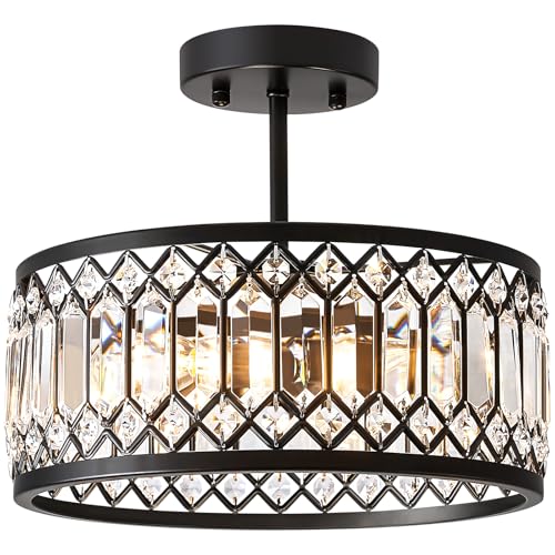 Pevfah 3-Light Crystal Semi Flush Mount