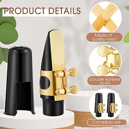 Image of 2 Sets Alto Saxophone Mouthpiece Kit, Gold E Flat Alto Sax Mouthpiece Replacement Sets with Ligatures Reeds and Plastic Caps, Sax Accessories for Beginner Students, School Band Practice