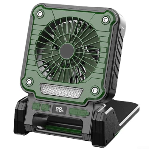 Ventilador portátil de camping, ventilador solar con viento fuerte y bajo ruido de pesca aire acondicionado frío para acampar y viajes de pesca (verde)