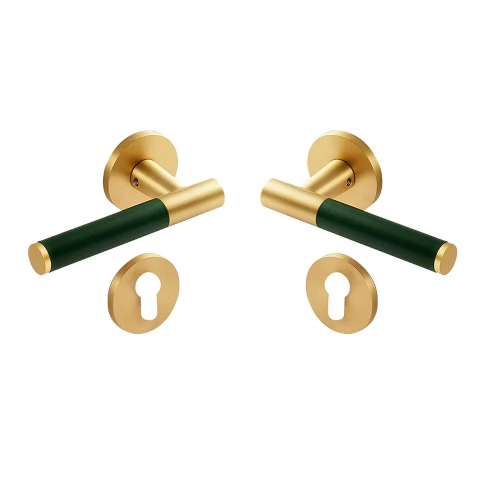 BSAXITHZB Brass Leather Door Lock Indoor Handle Double Open Female Copper(Dummy-Green)