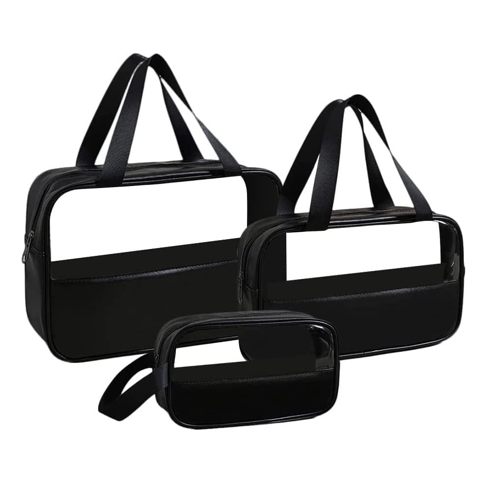 PERISA Enterprise_Travel Toiletry Pouch for Women & Men, Portable Cosmetic Organizer Bag for Full-Sized Shampoo, Brushes Set, Toys, Stationery, Bathroom & Makeup Accessories (3 pcs Set) (Black)-image-10
